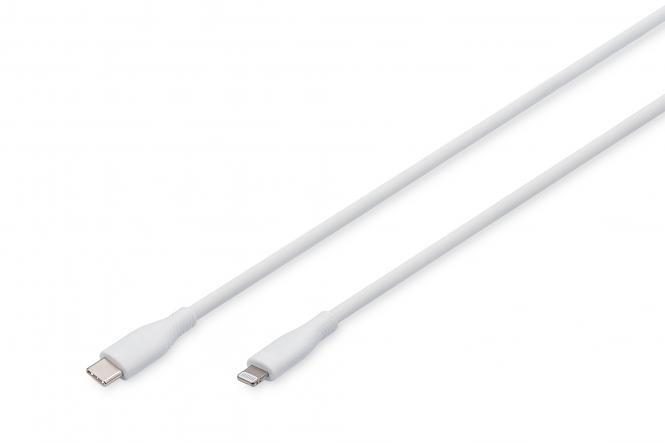 DIGITUS Lightning Silikon Anschlusskabel, USB-A - Lightning 0,5m, weiß