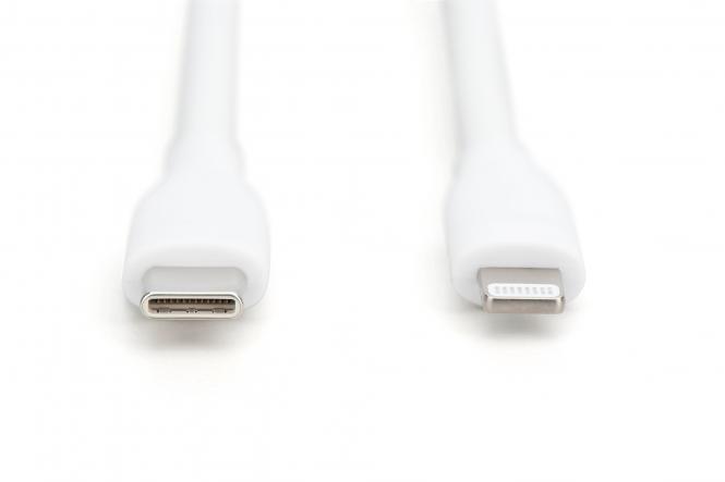 DIGITUS Lightning Silikon Anschlusskabel, USB-A - Lightning 0,5m, weiß