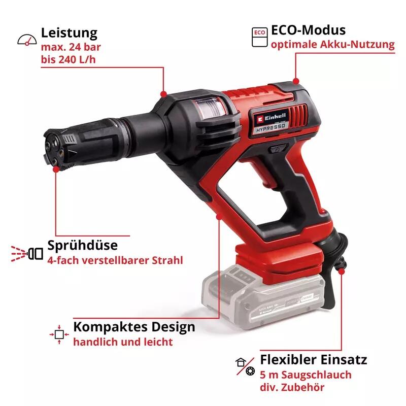 Einhell Akku-Druckreinigerpistole HYPRESSO 18/24-1 (4140135)