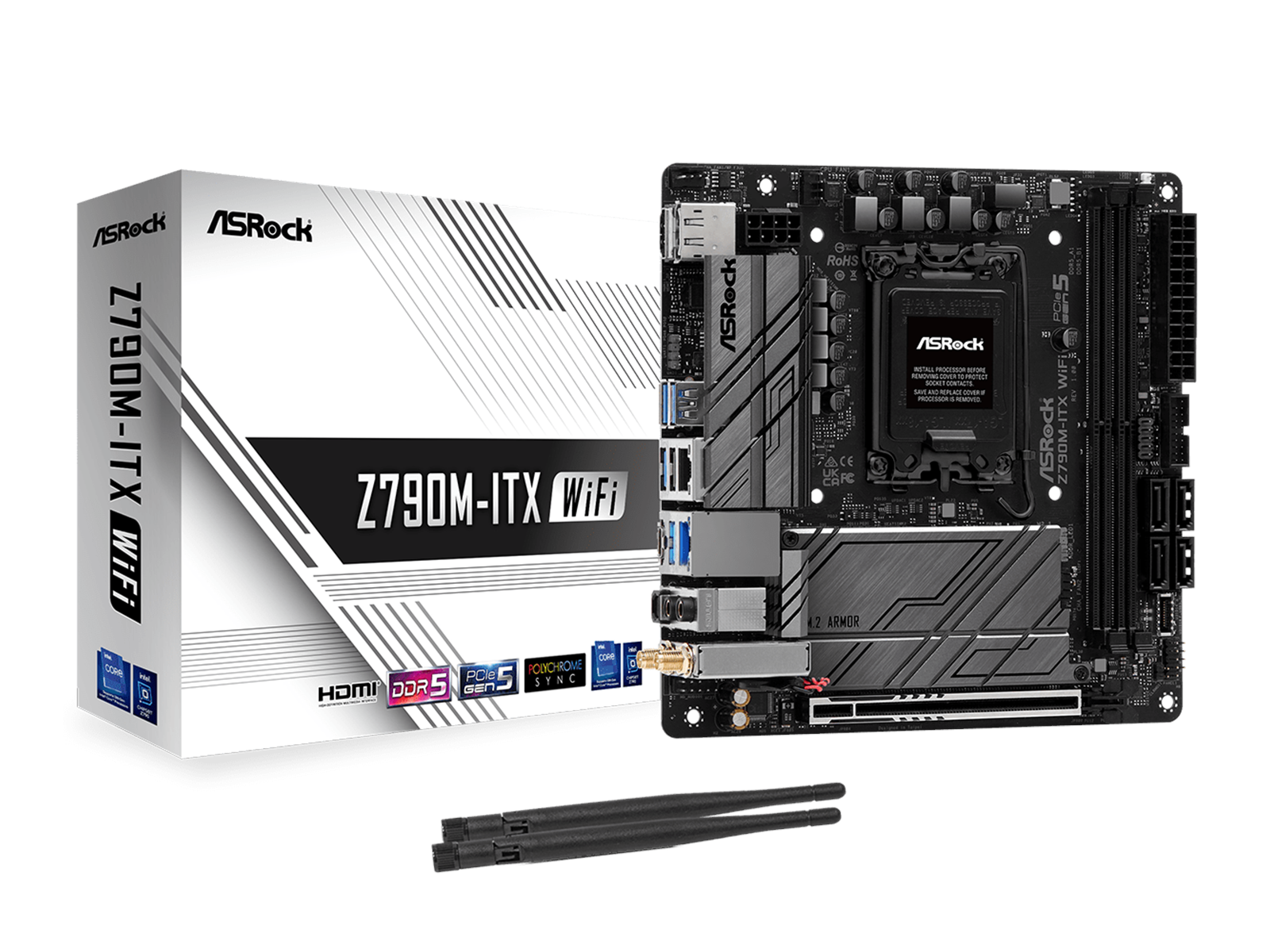 ASRock Z790M-ITX WIFI Mainboard - Intel Z790 - Intel LGA1700 socket - DDR5 RAM - Mini-ITX