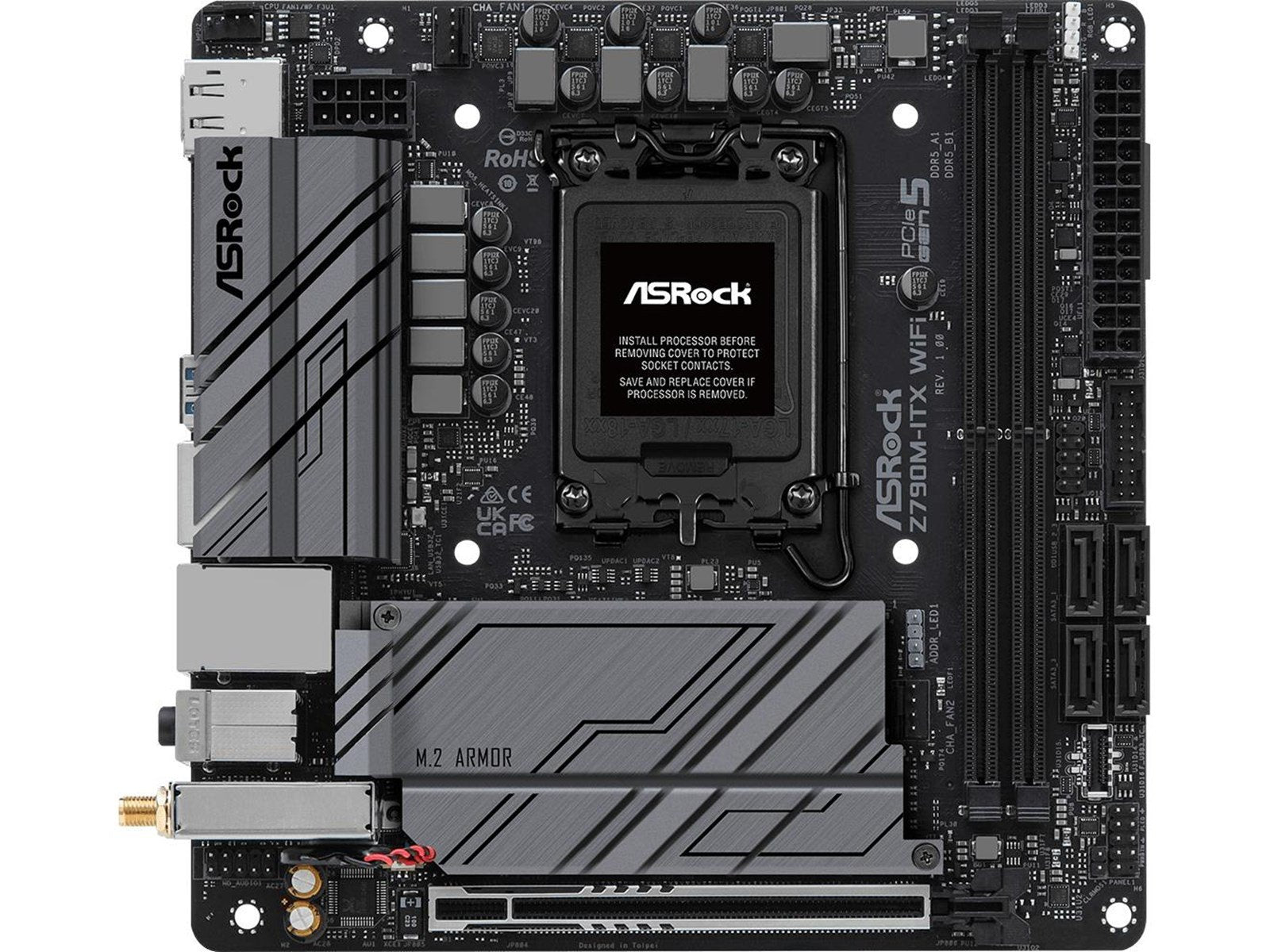 ASRock Z790M-ITX WIFI Mainboard - Intel Z790 - Intel LGA1700 socket - DDR5 RAM - Mini-ITX