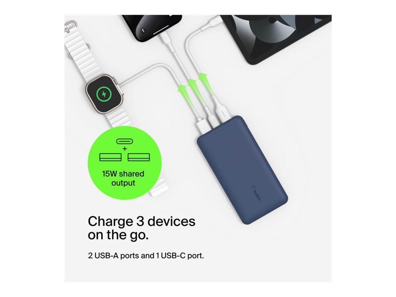 Belkin BOOST CHARGE power bank - 2 x USB 24 pin USB-C - 18 Watt Powerbank (Akku) - 10000 mAh