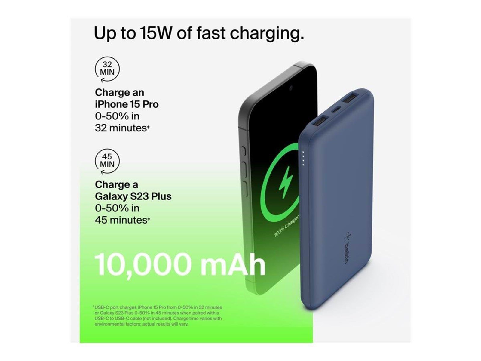 Belkin BOOST CHARGE power bank - 2 x USB 24 pin USB-C - 18 Watt Powerbank (Akku) - 10000 mAh