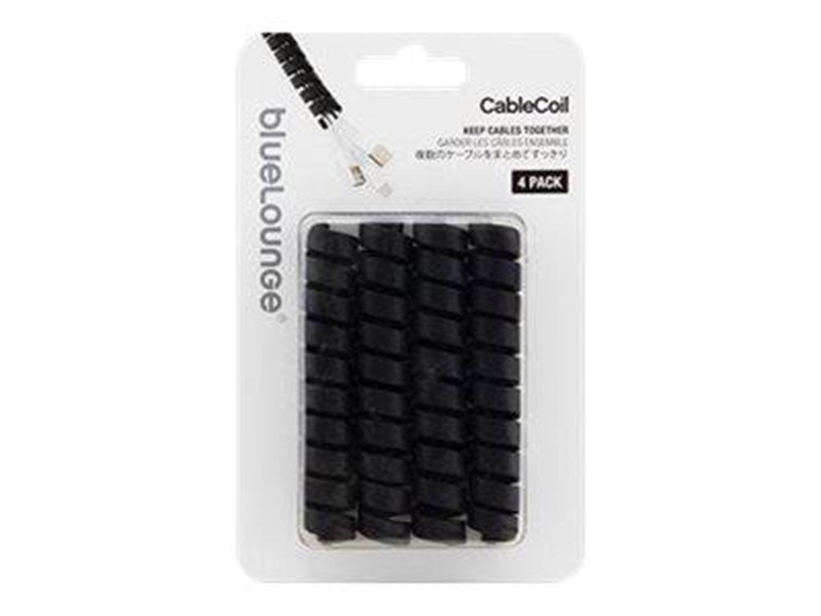 Bluelounge Design CableCoil 4-pack - Black - Neatly organize your cables and keep them together.