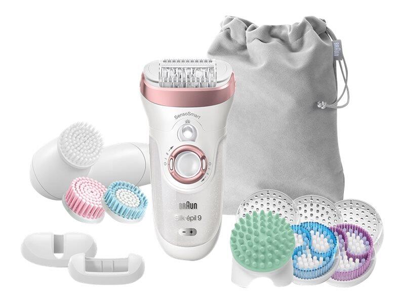 Braun Silk-épil 9 SkinSpa SensoSmart 9/970 - Epiliergerät - weiß/goldfarben rosa - mit Gesichtsreinigungsbürste