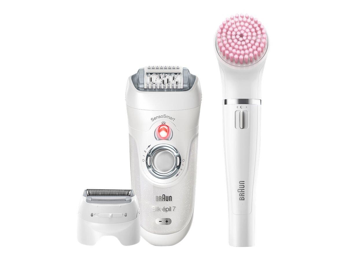 Braun Silk-épil 7 SensoSmart 7/875 Beauty Set - Epiliergerät - Weiß/Silber - mit Gesichtsreinigungsbürste