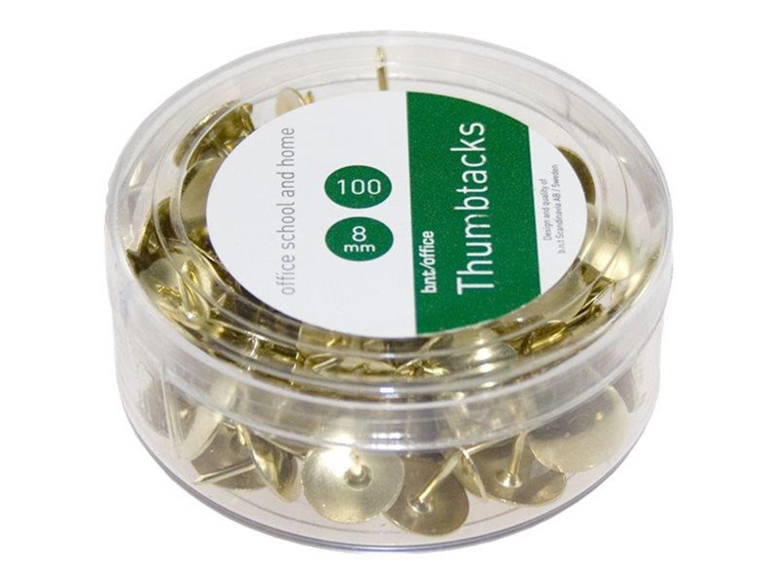 b.n.t/office Thumbtacks - 8 mm head diameter - gold - pack of 100