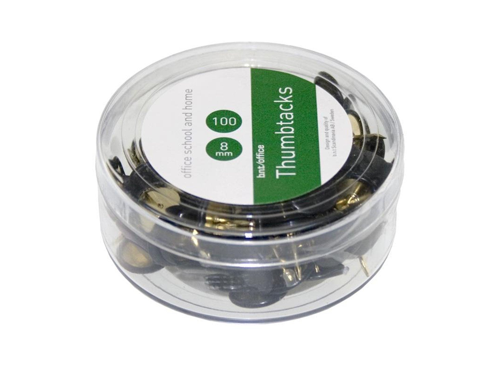 b.n.t/office thumbtacks - 8 mm head diameter - black - pack of 100