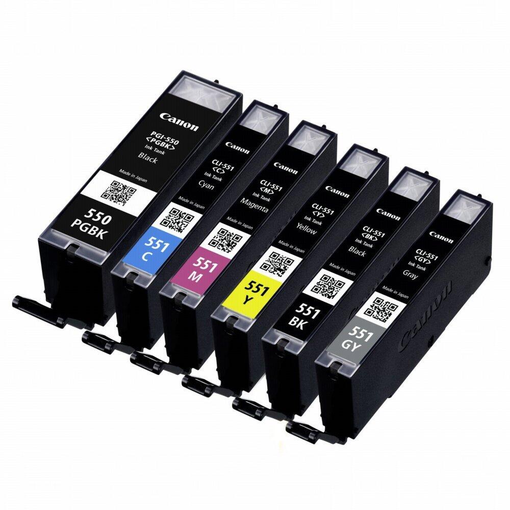 Canon Original PGI-550/CLI-551 Druckerpatronen 6er-Multipack - PGBK/GY/C/M/Y/BK