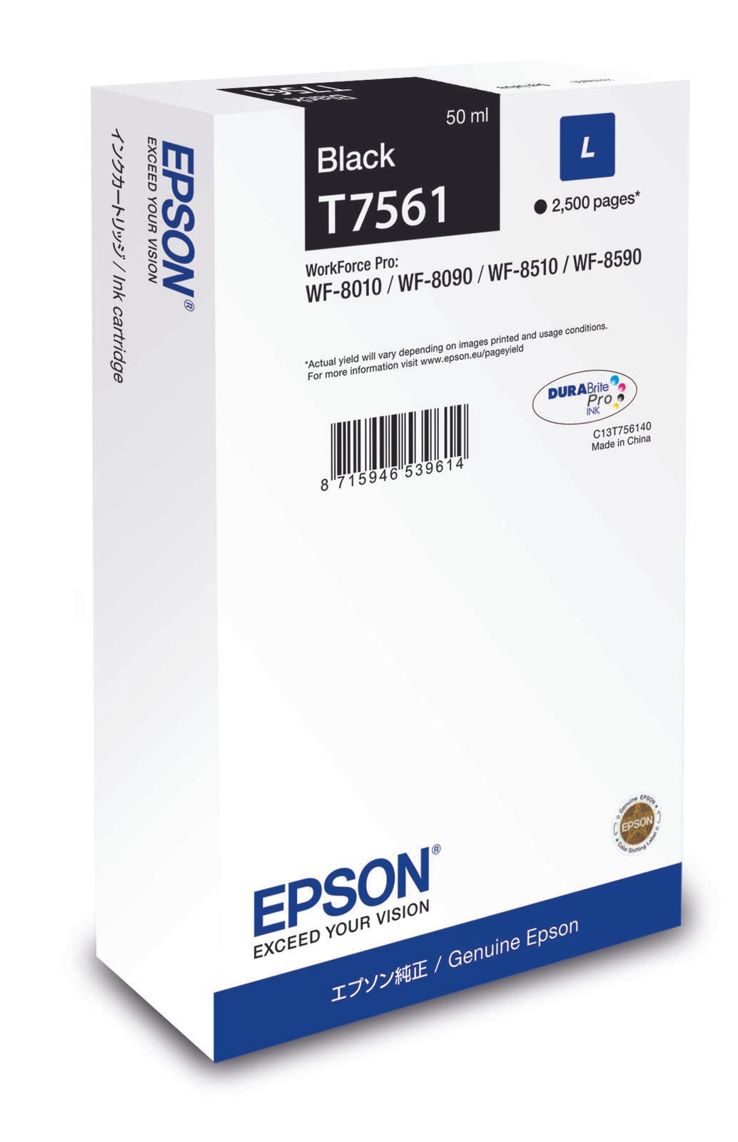 Epson Original T7561L Druckerpatrone schwarz 2.500 Seiten 50ml (C13T756140)