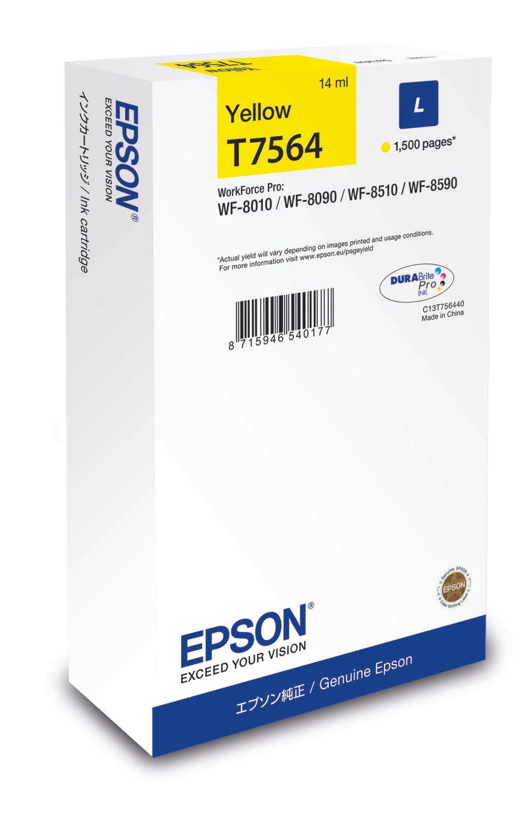 Epson Original T7564L Druckerpatrone gelb 1.500 Seiten 14ml (C13T756440)