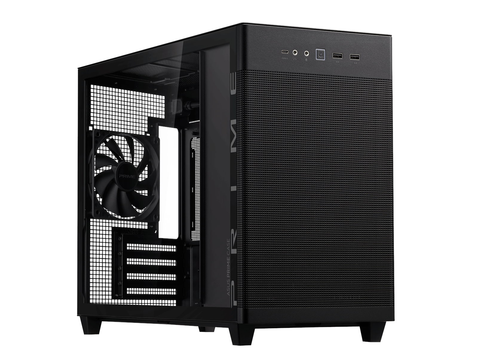 ASUS Prime AP201 Tempered Glass - Black - Gehäuse - Minitower - Schwarz