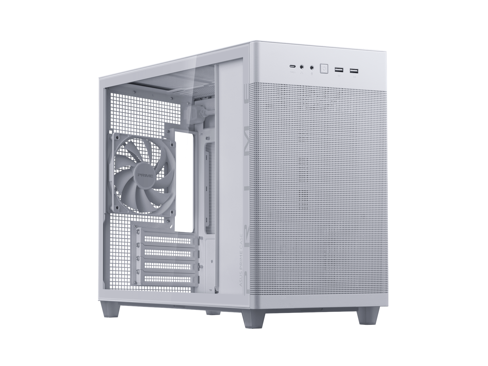 ASUS Prime AP201 Tempered Glass - White - Gehäuse - Minitower - Weiß