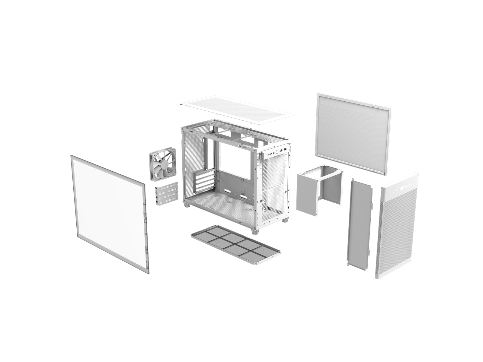 ASUS Prime AP201 Tempered Glass - White - Gehäuse - Minitower - Weiß