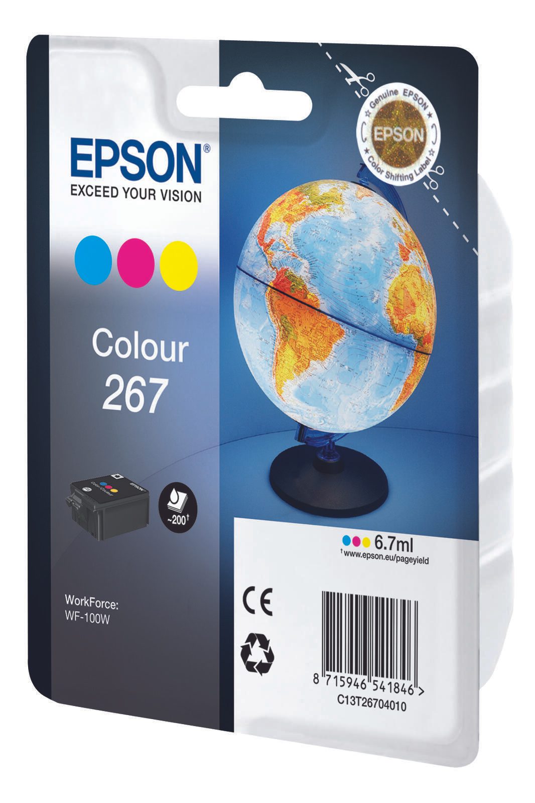 Epson Original 267 Druckerpatrone Multipack cyan, magenta, gelb 200 Seiten 6,7ml (C13T26704010)