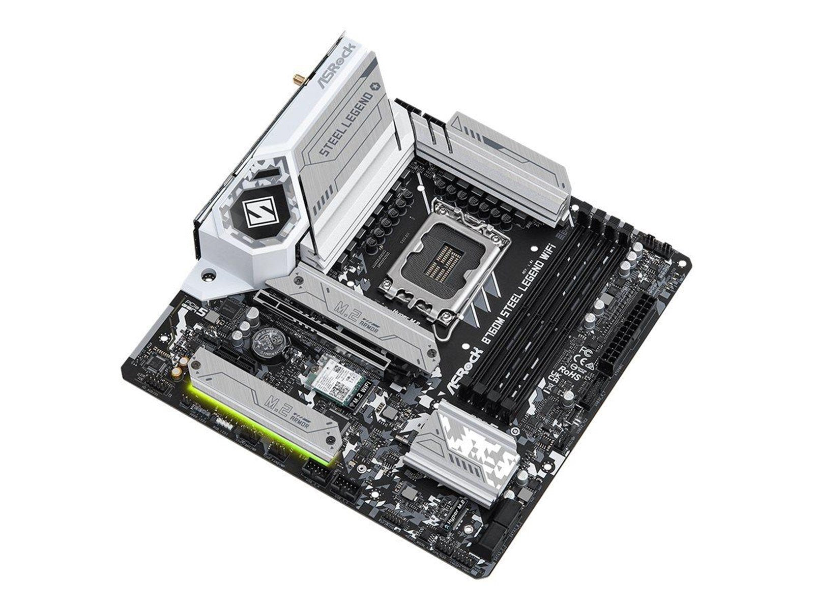 ASRock B760M STEEL LEGEND WIFI Mainboard - Intel B760 - Intel LGA1700 socket - DDR5 RAM - Micro-ATX