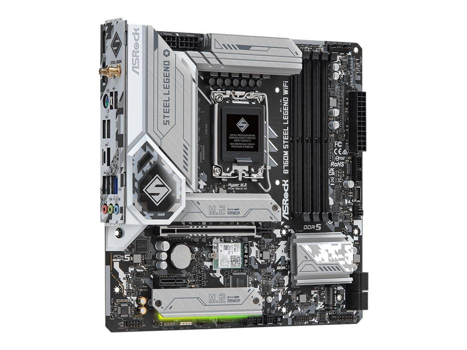 ASRock B760M STEEL LEGEND WIFI Mainboard - Intel B760 - Intel LGA1700 socket - DDR5 RAM - Micro-ATX