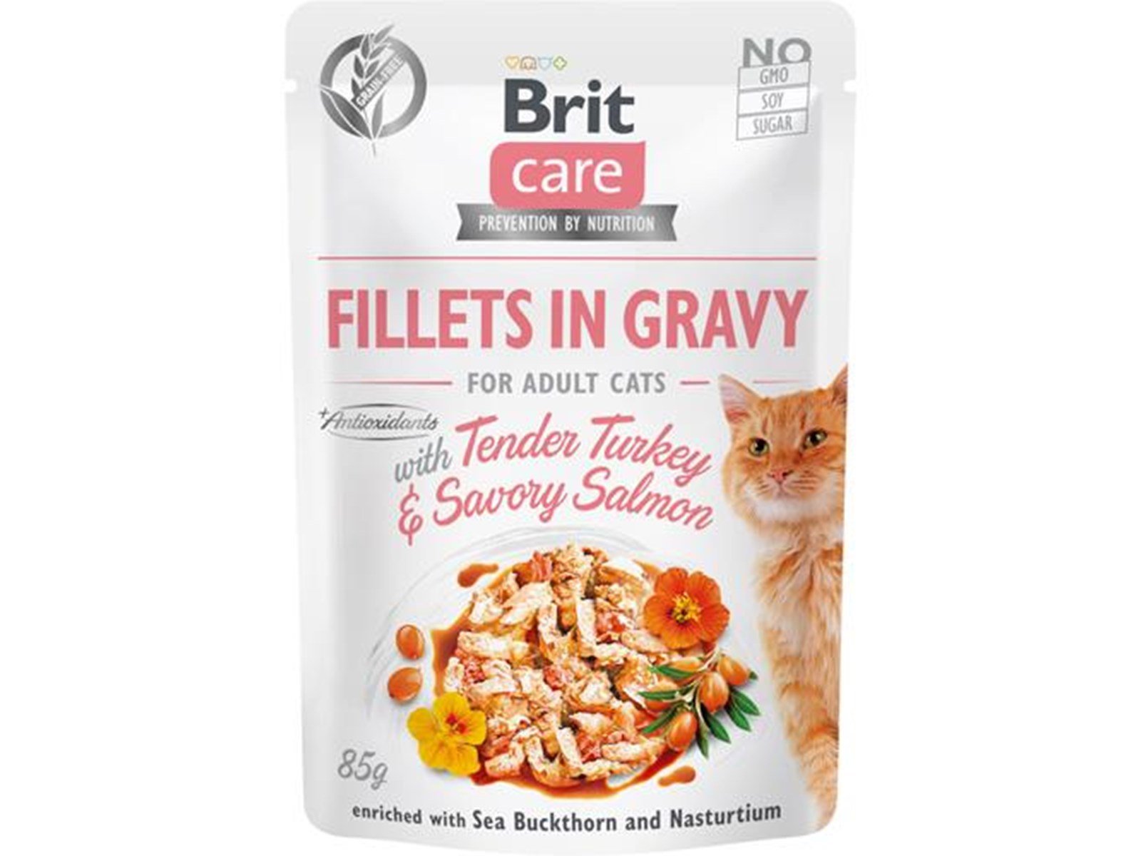 Brit Care Cat Pouch Tender Turkey & Savory Salmon in Gravy 85g