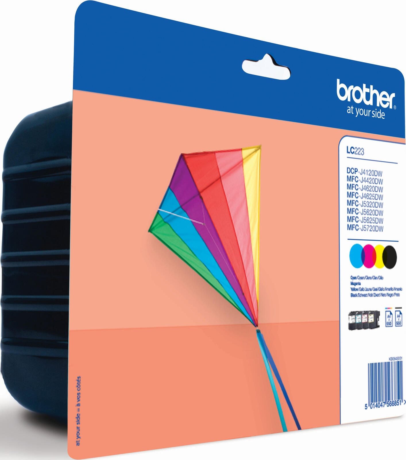 Brother Original LC-223 Tintepatronen 4er Multipack BK/C/M/Y mit Diebstahlsicherung (LC223VALBPDR)