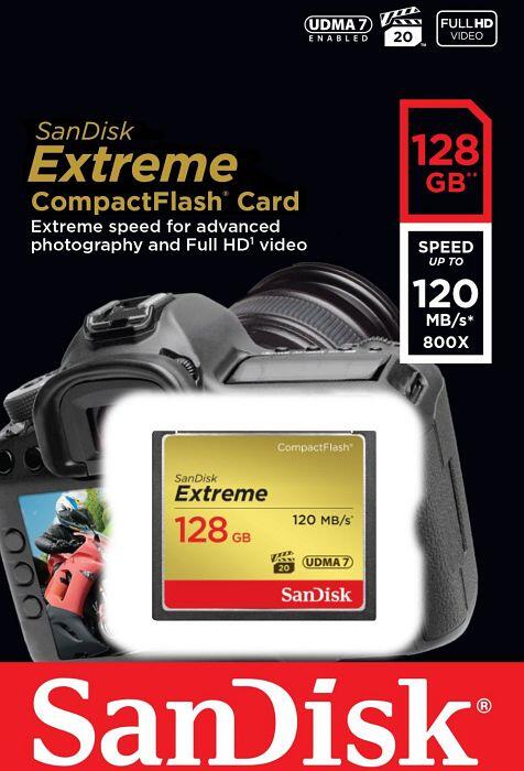 SanDisk Extreme CompactFlash Speicherkarte 128GB