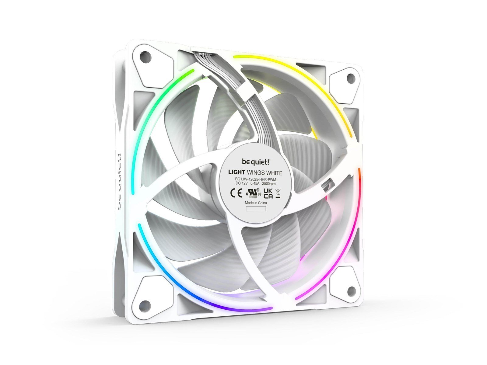 be quiet! LIGHT WINGS 120mm PWM high-speed Triple-Pack - Gehäuselüfter - 120mm - Weiß mit RGB-Beleuchtung - 31 dBA