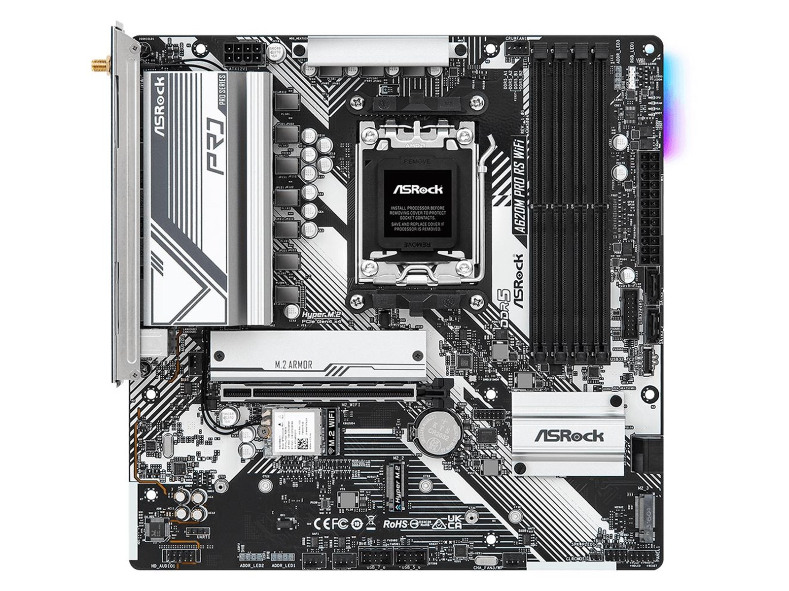 ASRock A620M PRO RS WIFI Mainboard - AMD A620 - AMD AM5 socket - DDR5 RAM - Micro-ATX
