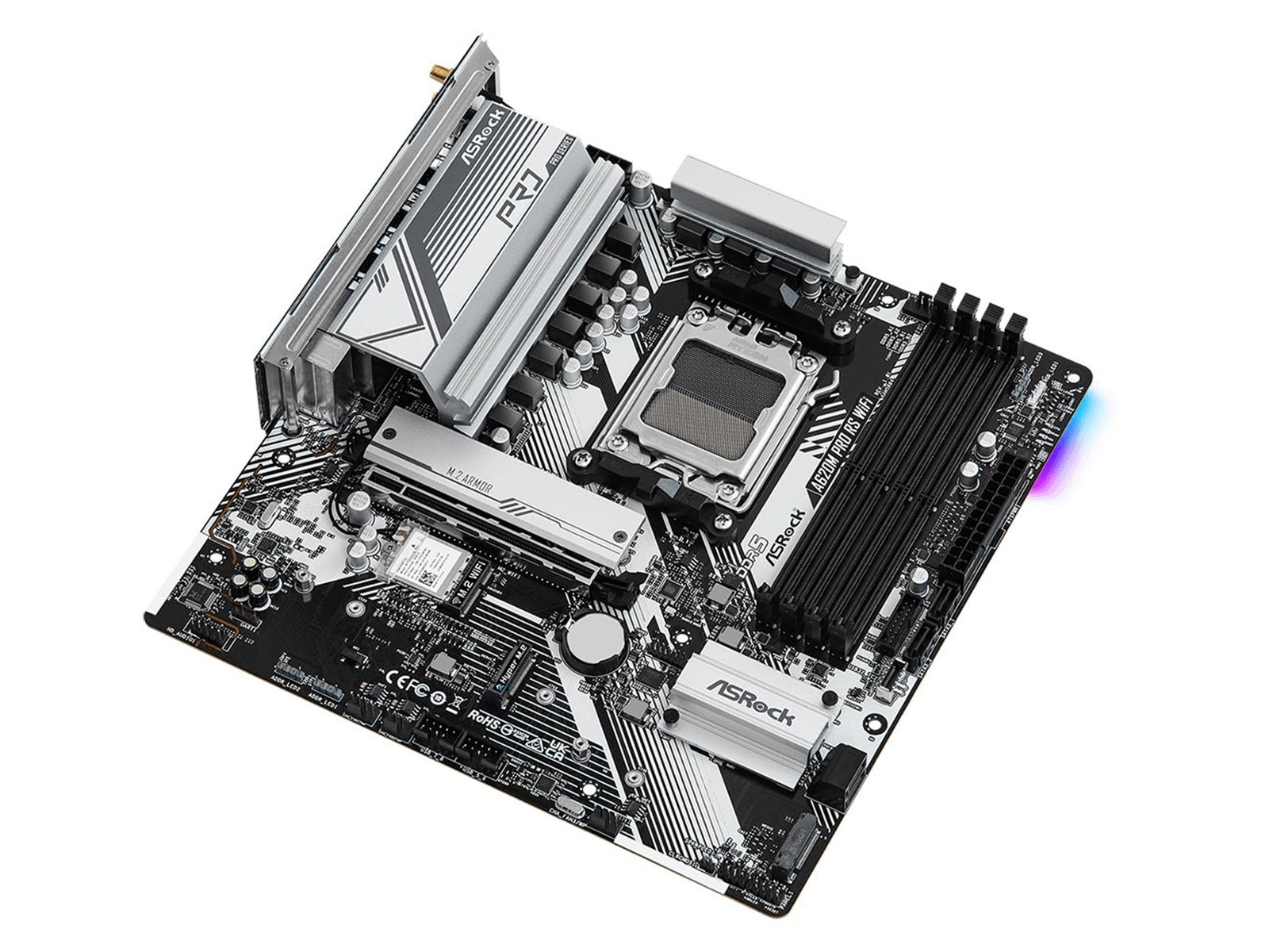 ASRock A620M PRO RS WIFI Mainboard - AMD A620 - AMD AM5 socket - DDR5 RAM - Micro-ATX