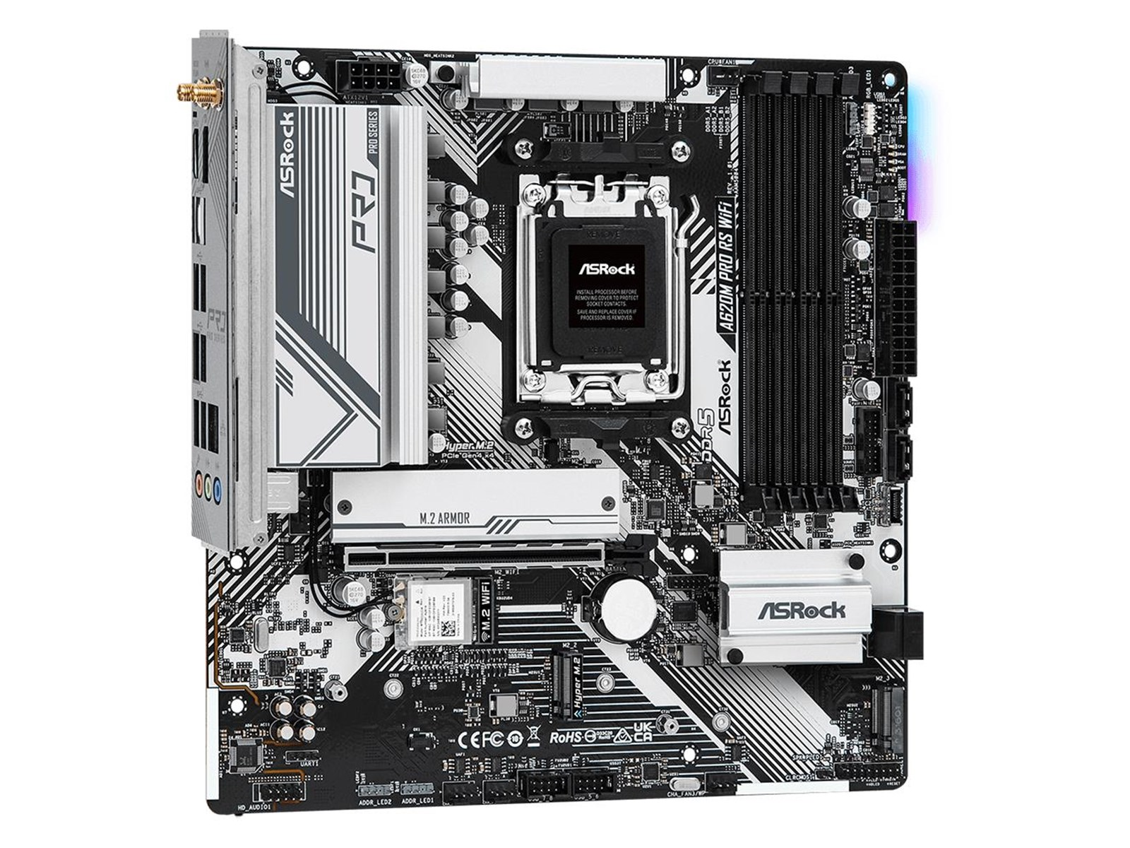 ASRock A620M PRO RS WIFI Mainboard - AMD A620 - AMD AM5 socket - DDR5 RAM - Micro-ATX