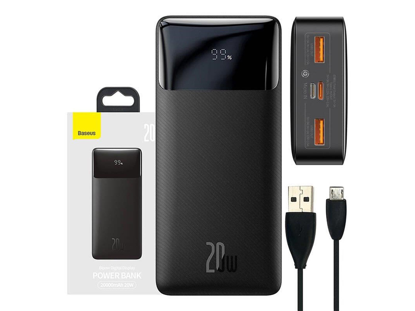 Baseus Bipow 20000mAh 20W - Black Powerbank (Akku) - schwarz - 20000 mAh