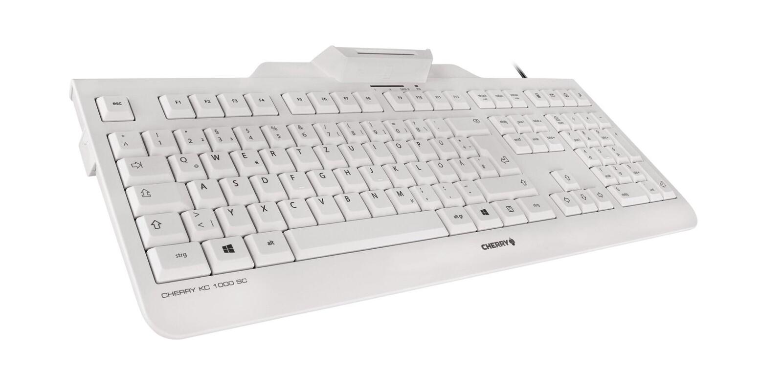 CHERRY KC 1000 SC kabelgebundene Tastatur mit Kartenlesegerät (USB, hellgrau)