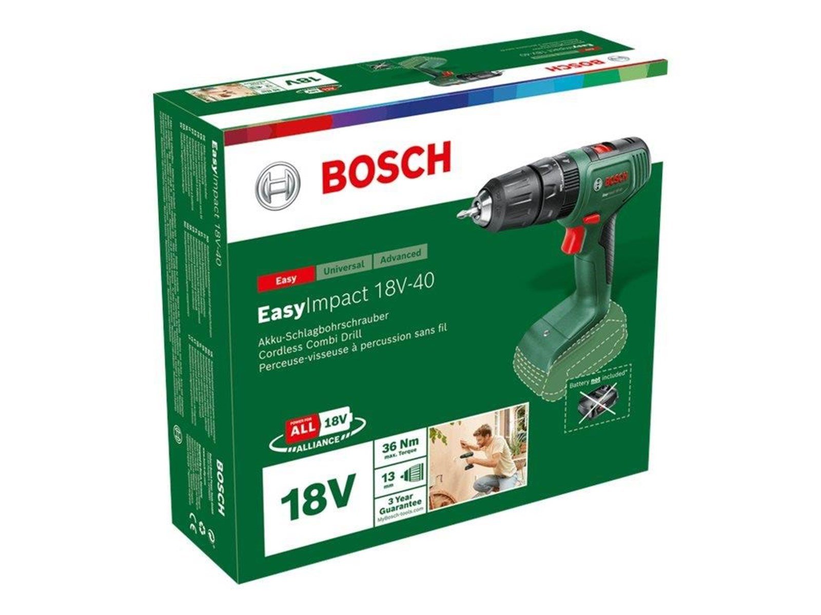 Bosch Easy Impact 18V-40 + SystemBox CORDLESS DRILL/DRIVER WITH TWO GEARS