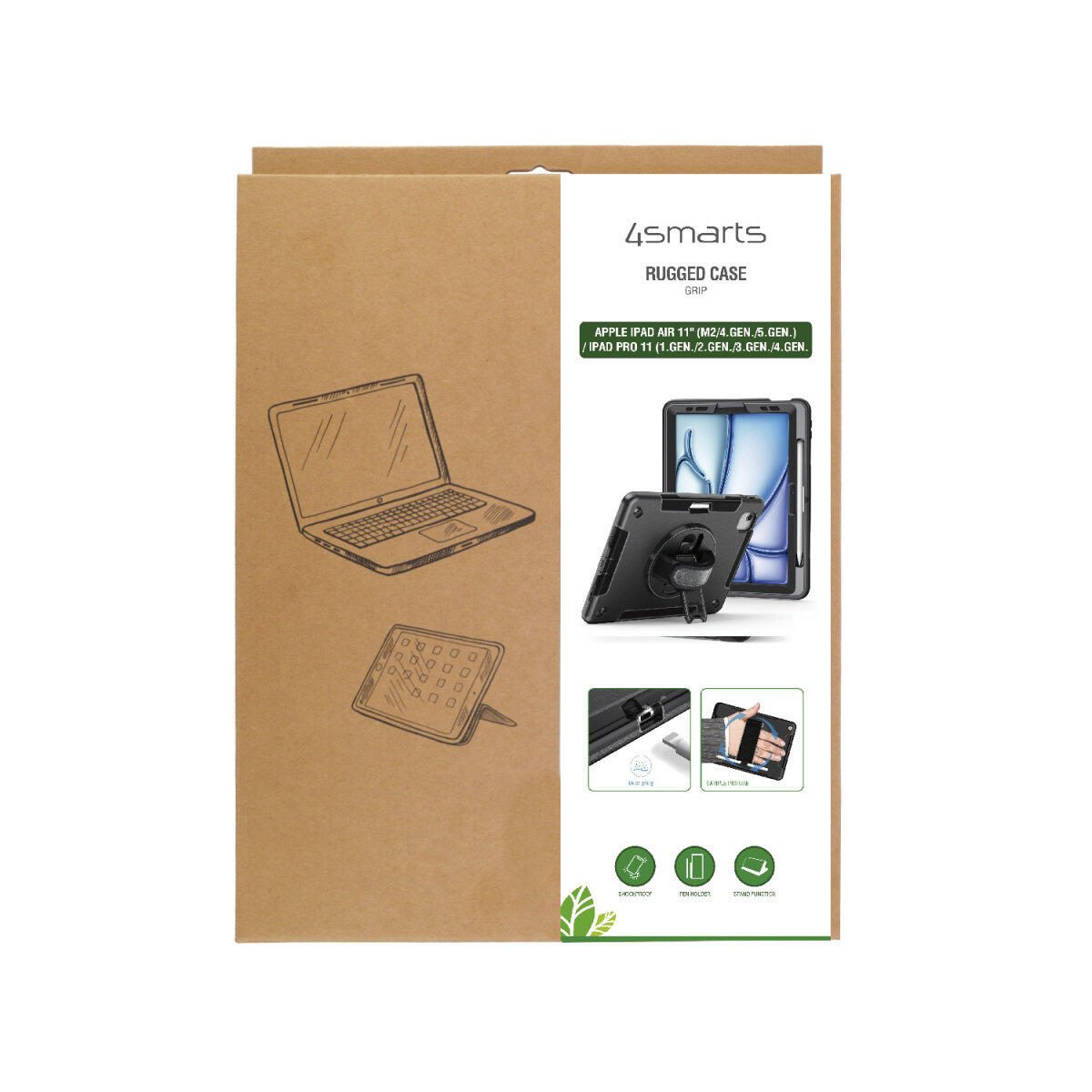 4smarts Rugged Case Grip für Apple iPad Air 11' (M2/4.Gen./5.Gen.) / iPad Pro 11 (1.Gen./2.Gen./3.Gen./4.Gen.)