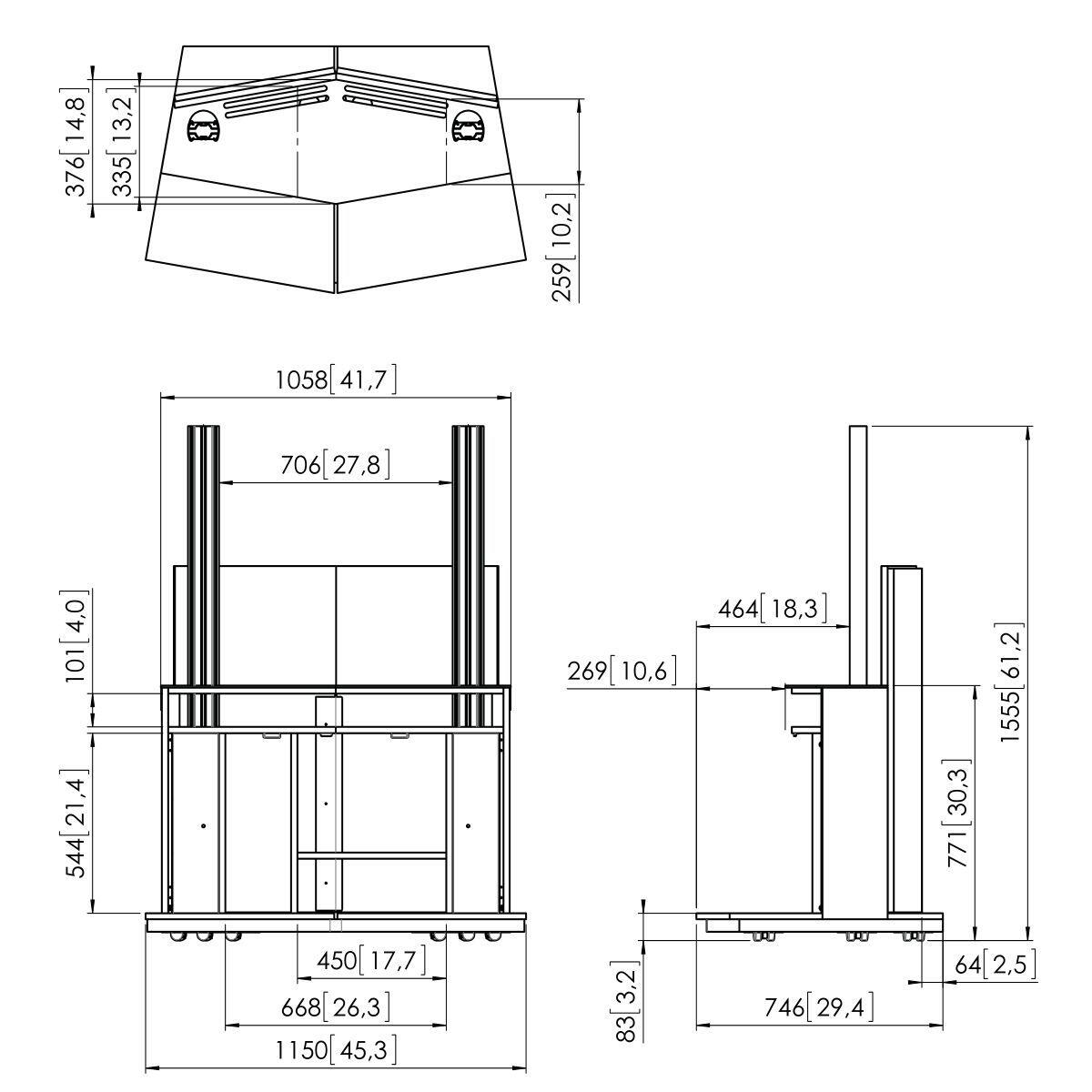 Vogel's PFF 5211 Videokonferenzmöbel für 1x 228,6cm (90') oder 2x 165 cm (65')