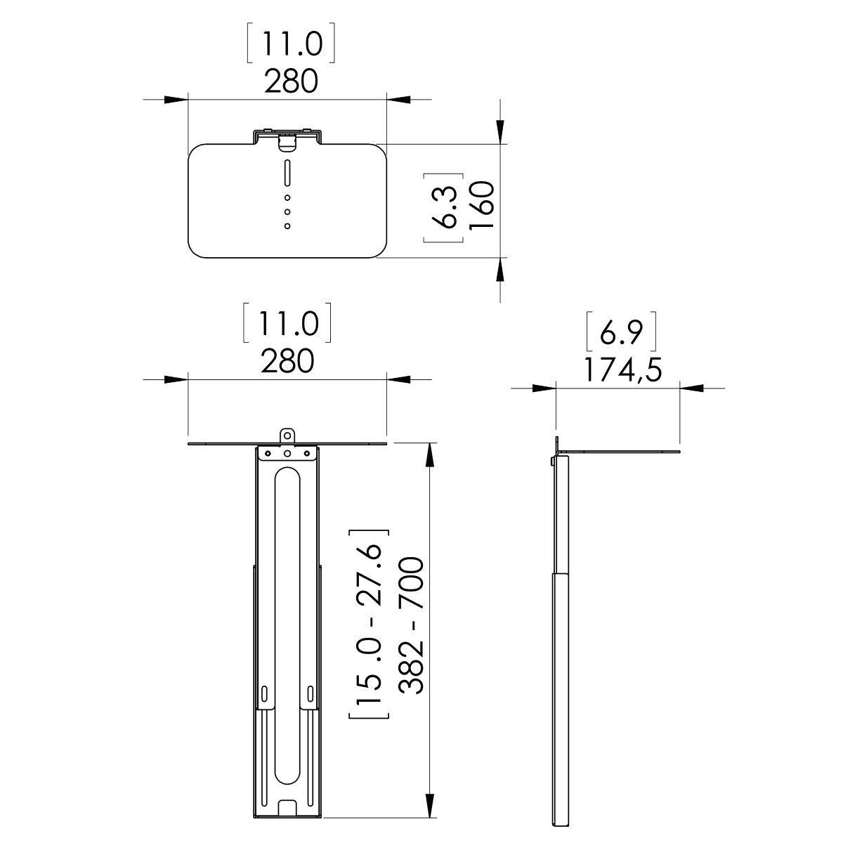Vogel's PVA 5070 Kamera / Lautsprecherhalterung für 139-229 cm (55-90')