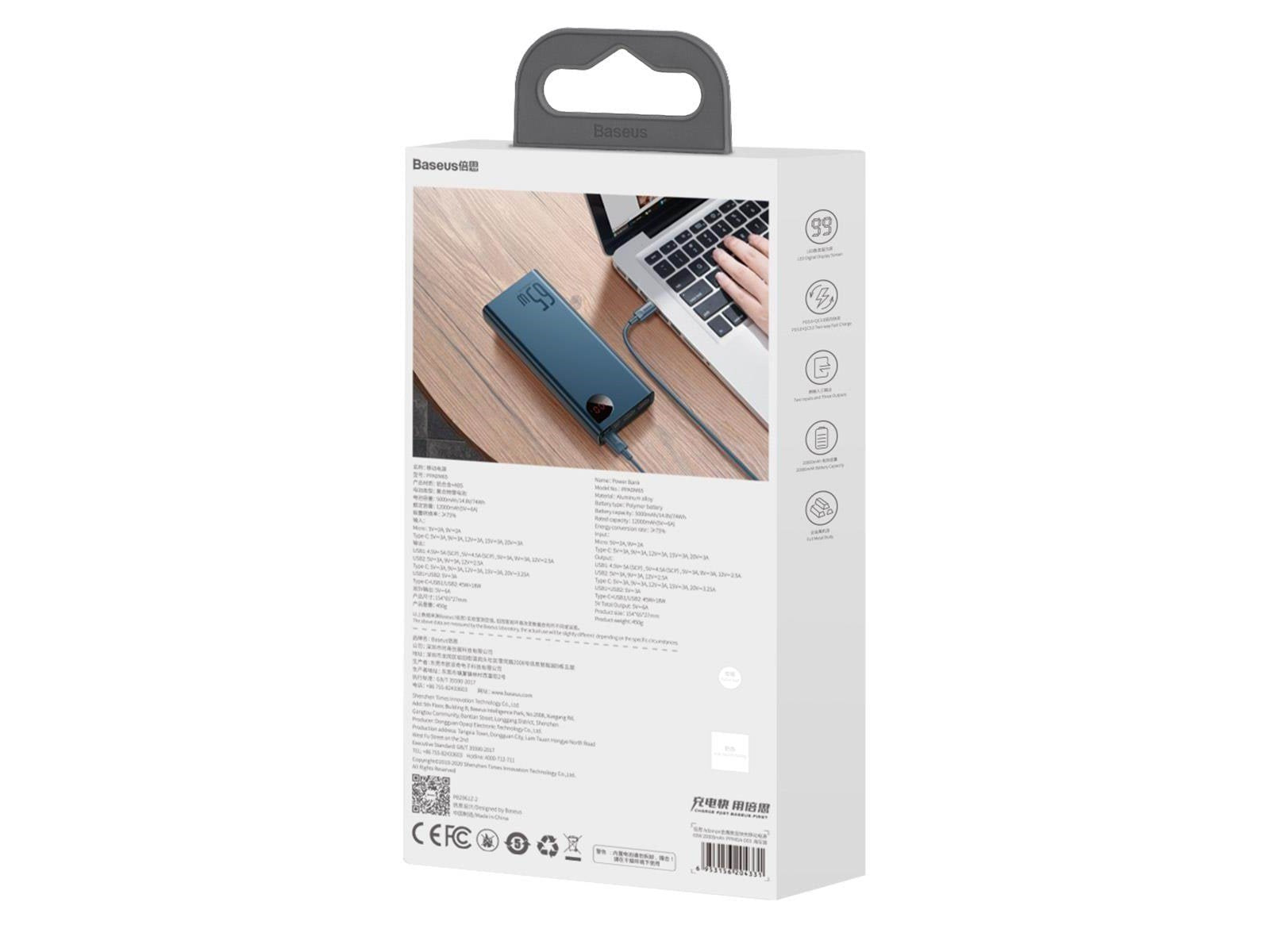 Baseus Adaman Powerbank (Akku) - Blau - 20000 mAh