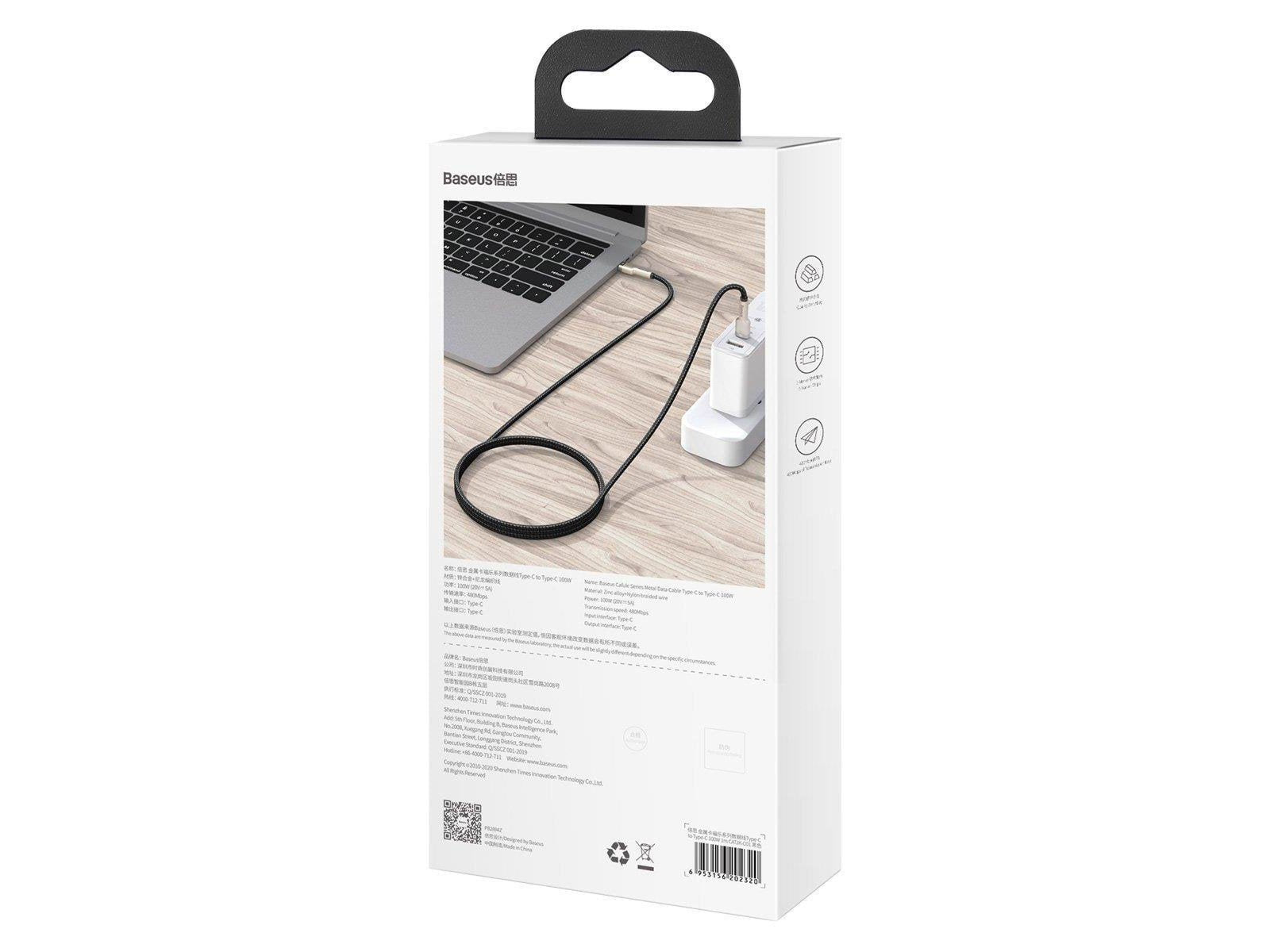 Baseus Cable USB-C to USB-C  Cafule 100W 1m - Black