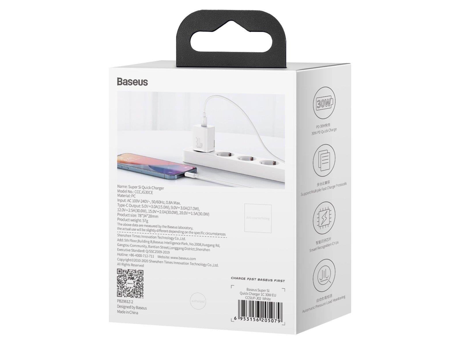 Baseus Quick Charger  Super Si 1C 30W (white)