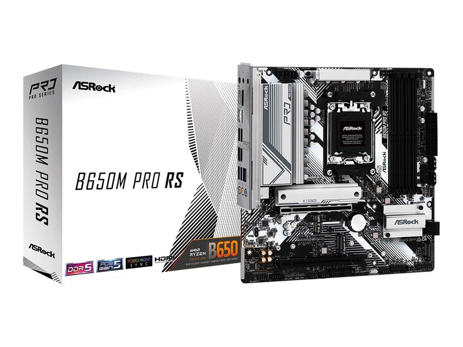 ASRock B650M PRO RS Mainboard - AMD B650 - AMD AM5 socket - DDR5 RAM - Micro-ATX