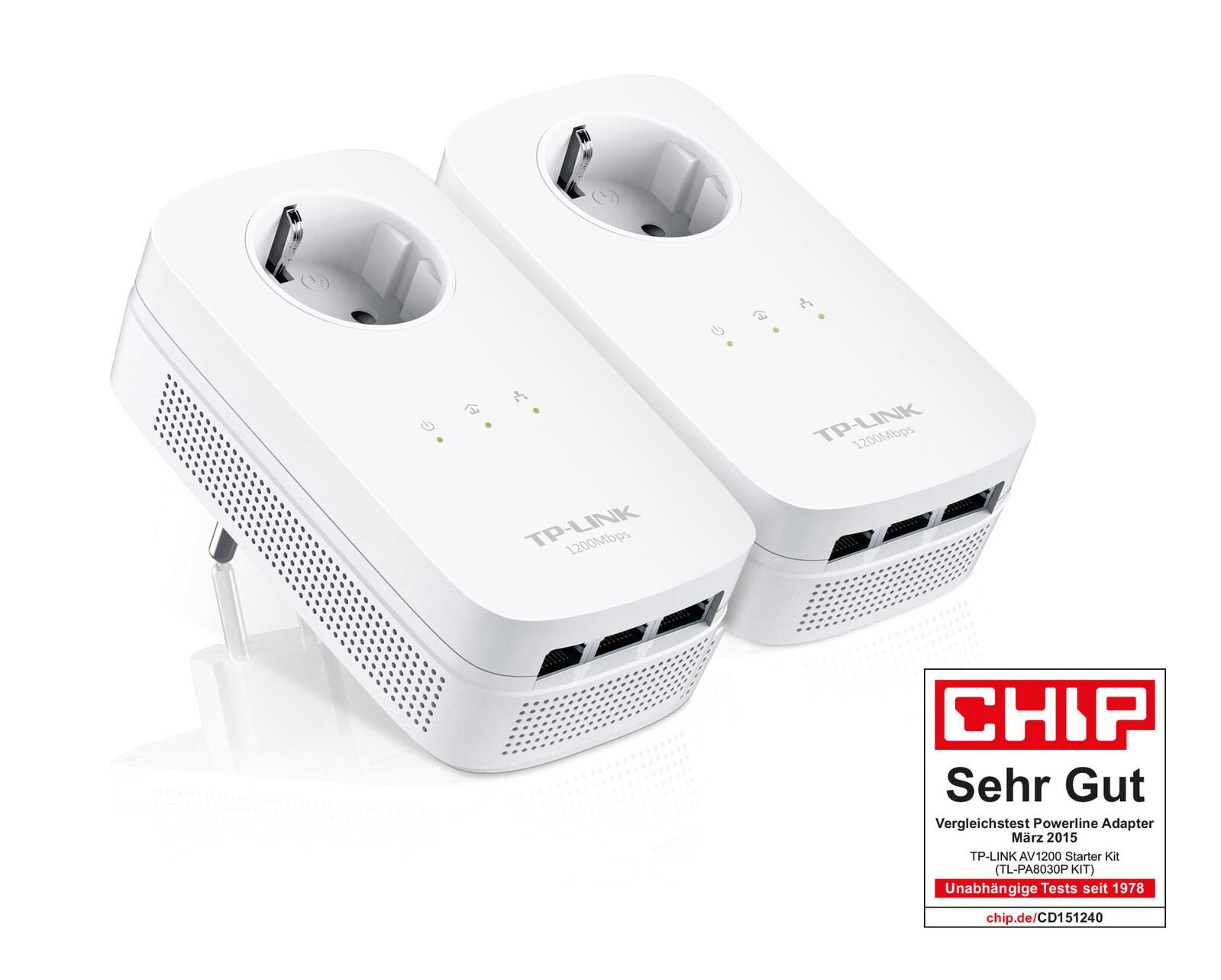 TP-LINK TL-PA8030PKIT AV1200 Gigabit Powerline Starterkit mit Frontsteckdose