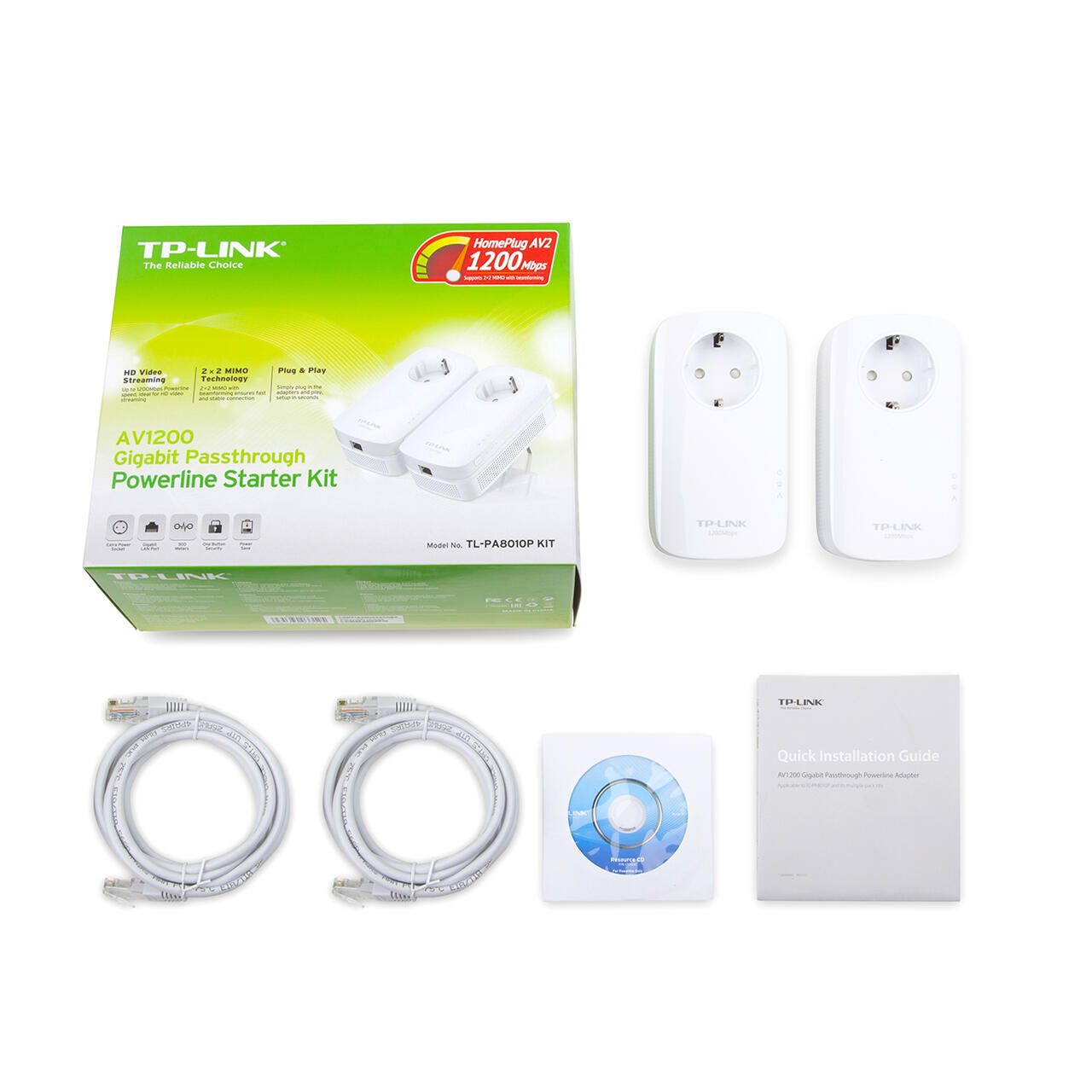 TP-LINK TL-PA8010PKIT AV1200 Gigabit Powerline Starterkit mit Frontsteckdose