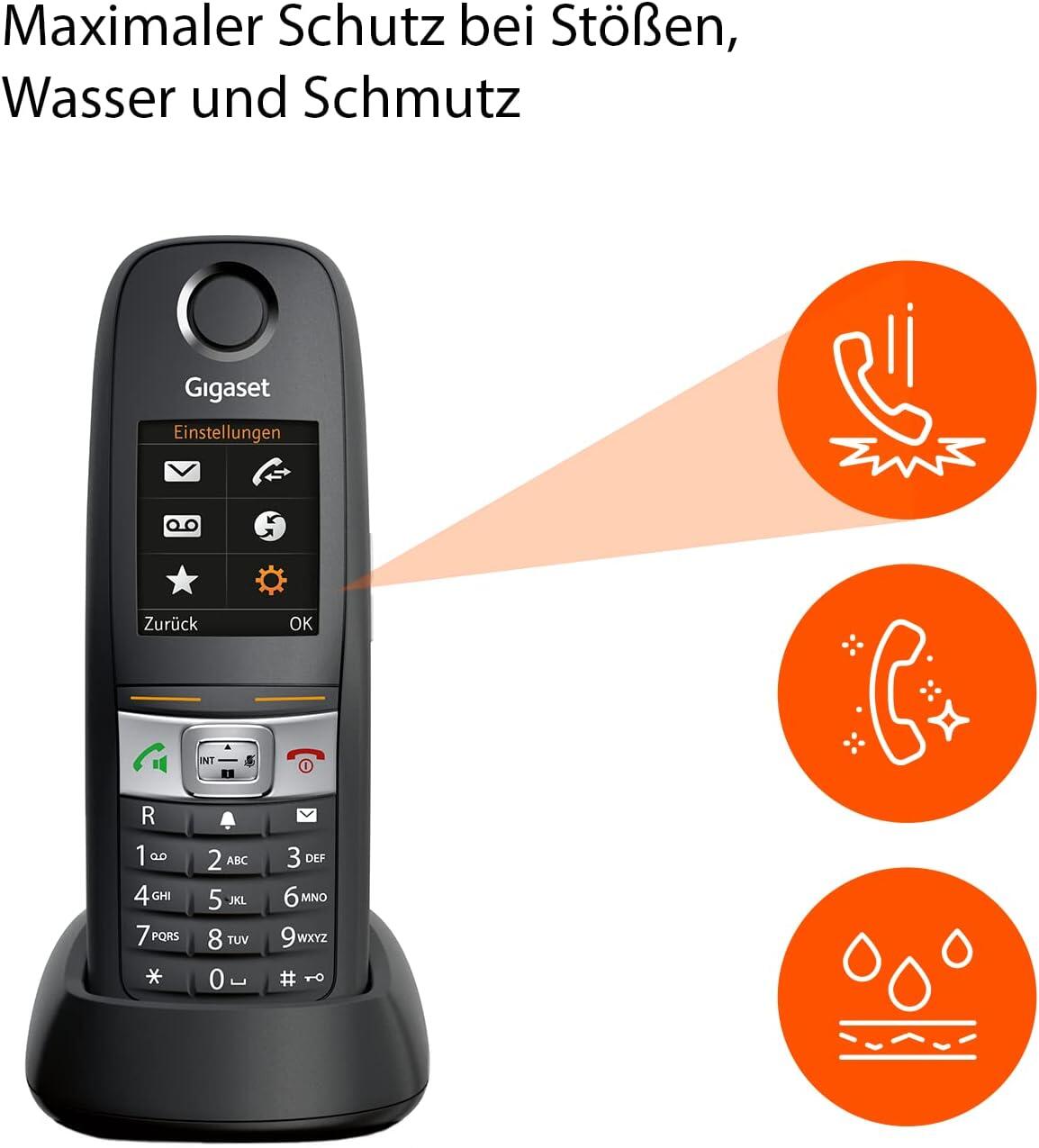 Gigaset E630A GO Schurlostelefon IP65 mit AB und Go-Box 100 - schwarz