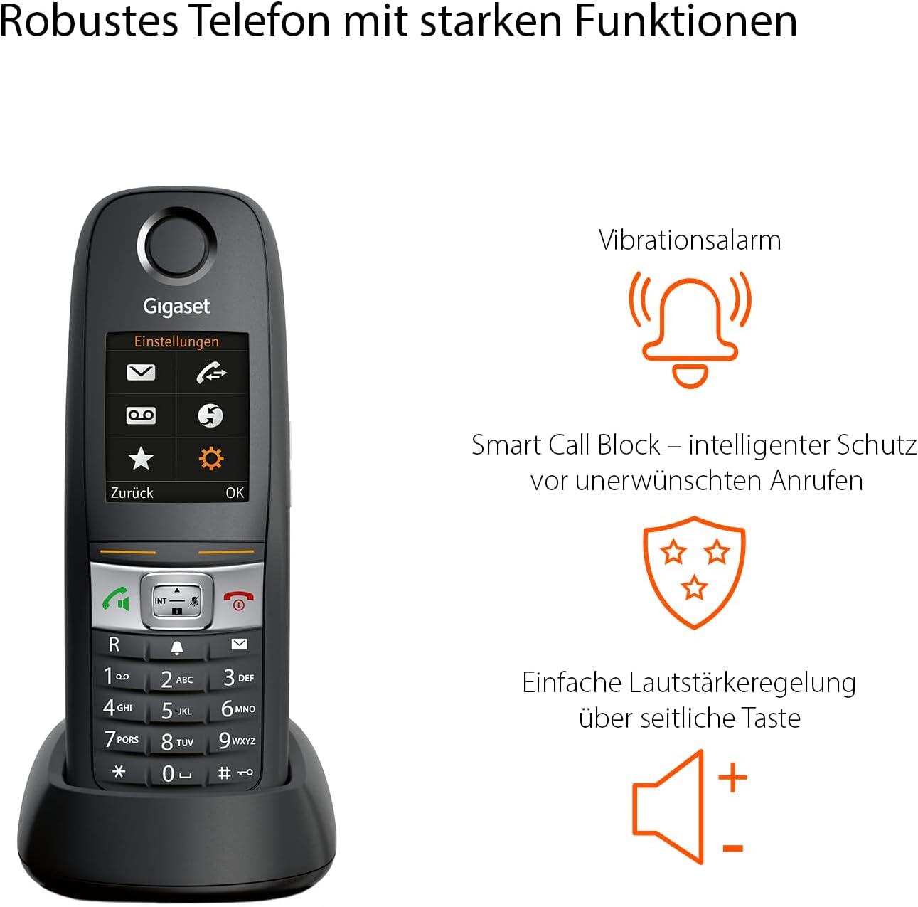 Gigaset E630A GO Schurlostelefon IP65 mit AB und Go-Box 100 - schwarz