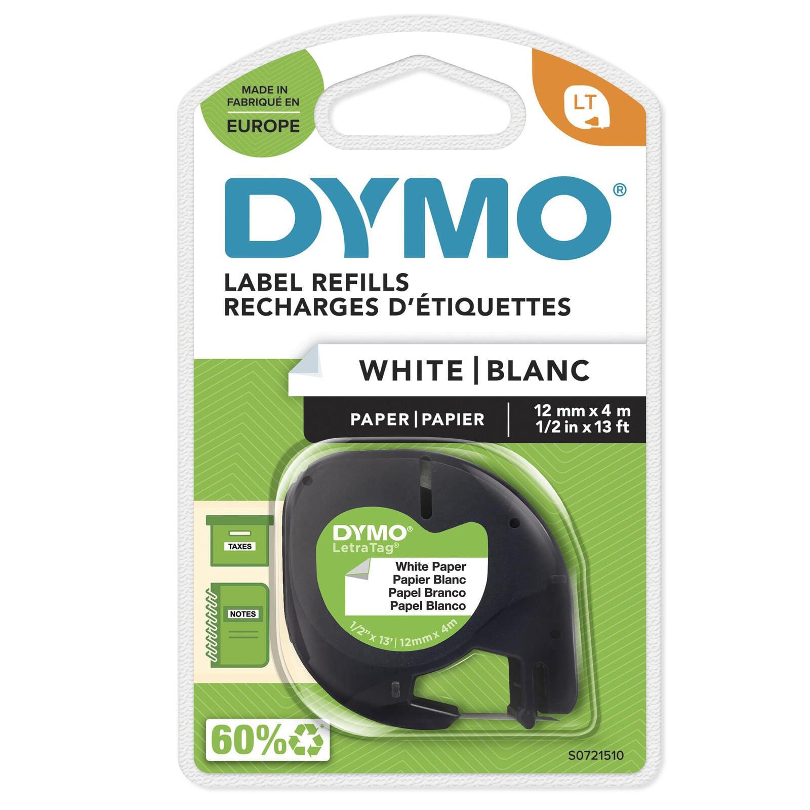 DYMO® Original Schriftband für LetraTag, Papier - schwarz auf weiss