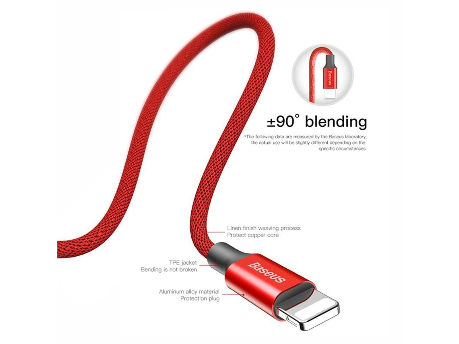 Baseus Yiven Lightning Cable 180 cm 2A (red)