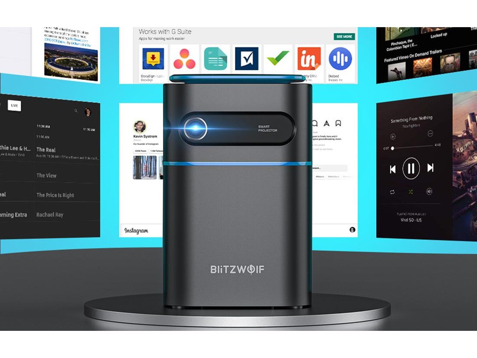 BlitzWolf Projektoren BW-VT2 Mini Projector - 854 x 480 - 180 lumens