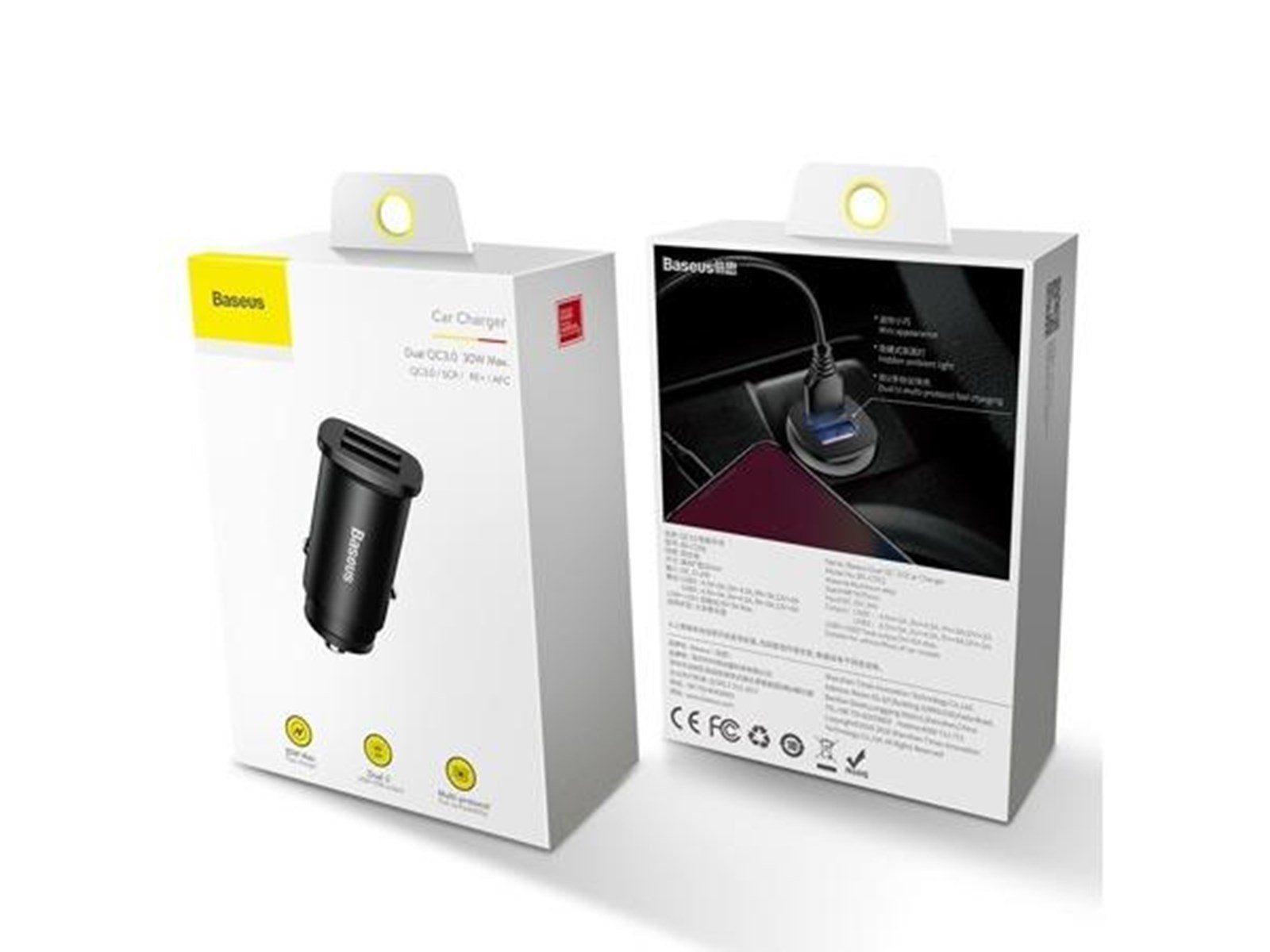 Baseus Square Car Charger 2xUSB QC3.0 5A 30W (Black)