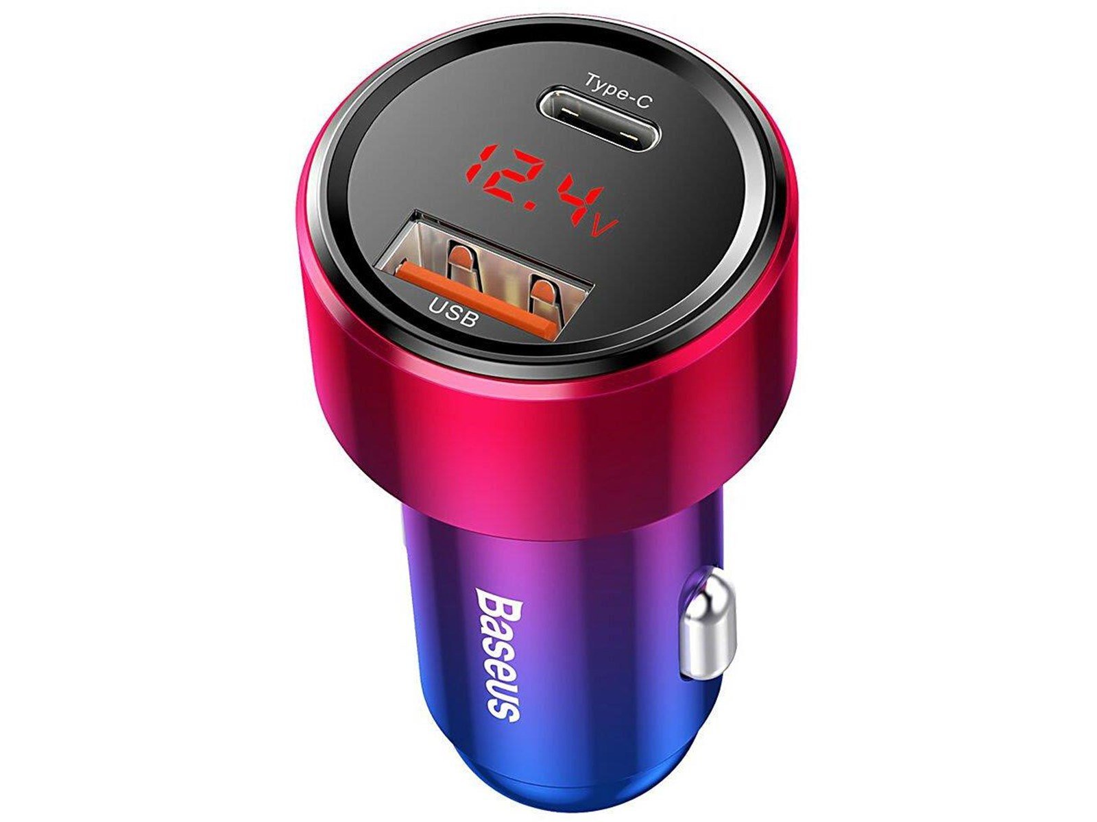 Baseus Magic Car Charger USB + USB-C QC 4.0 PD 45W (Red+Blue)