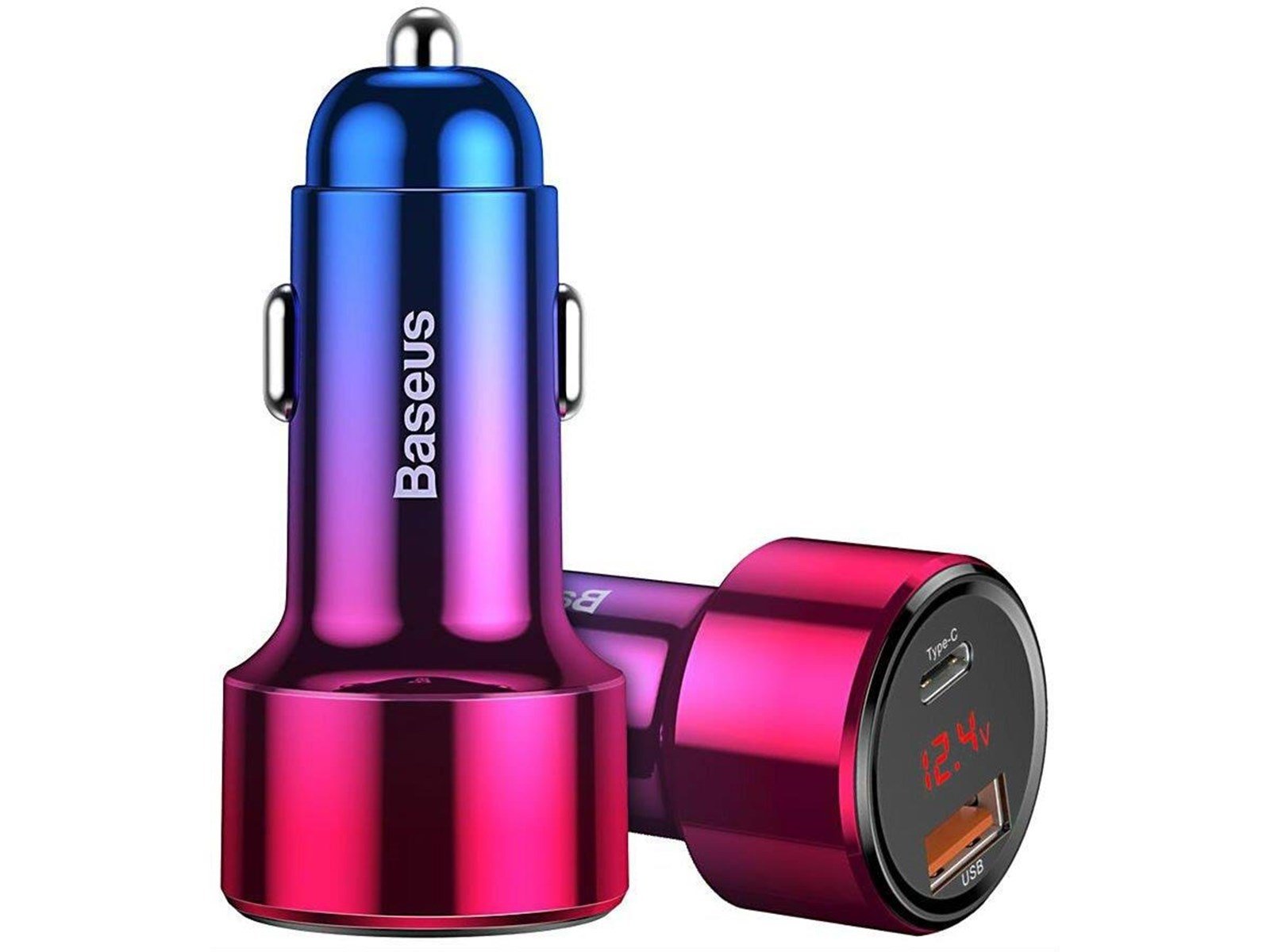 Baseus Magic Car Charger USB + USB-C QC 4.0 PD 45W (Red+Blue)