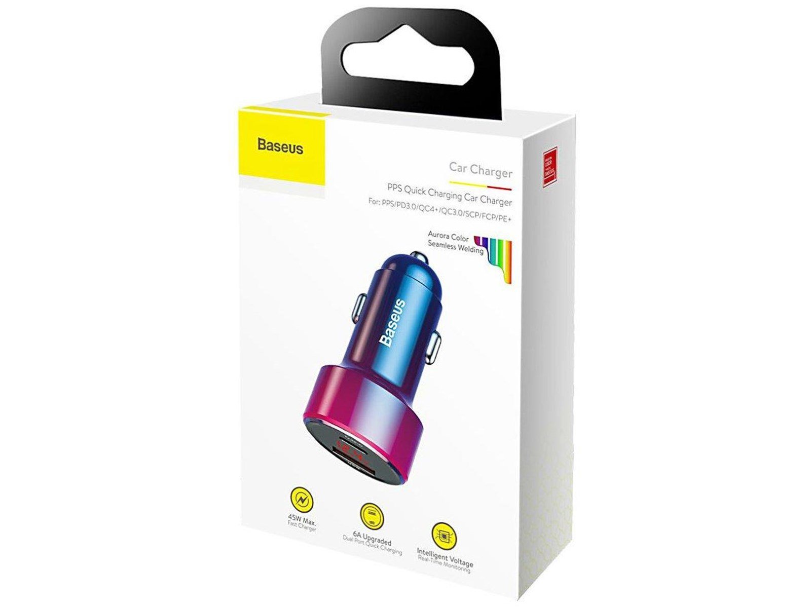 Baseus Magic Car Charger USB + USB-C QC 4.0 PD 45W (Red+Blue)