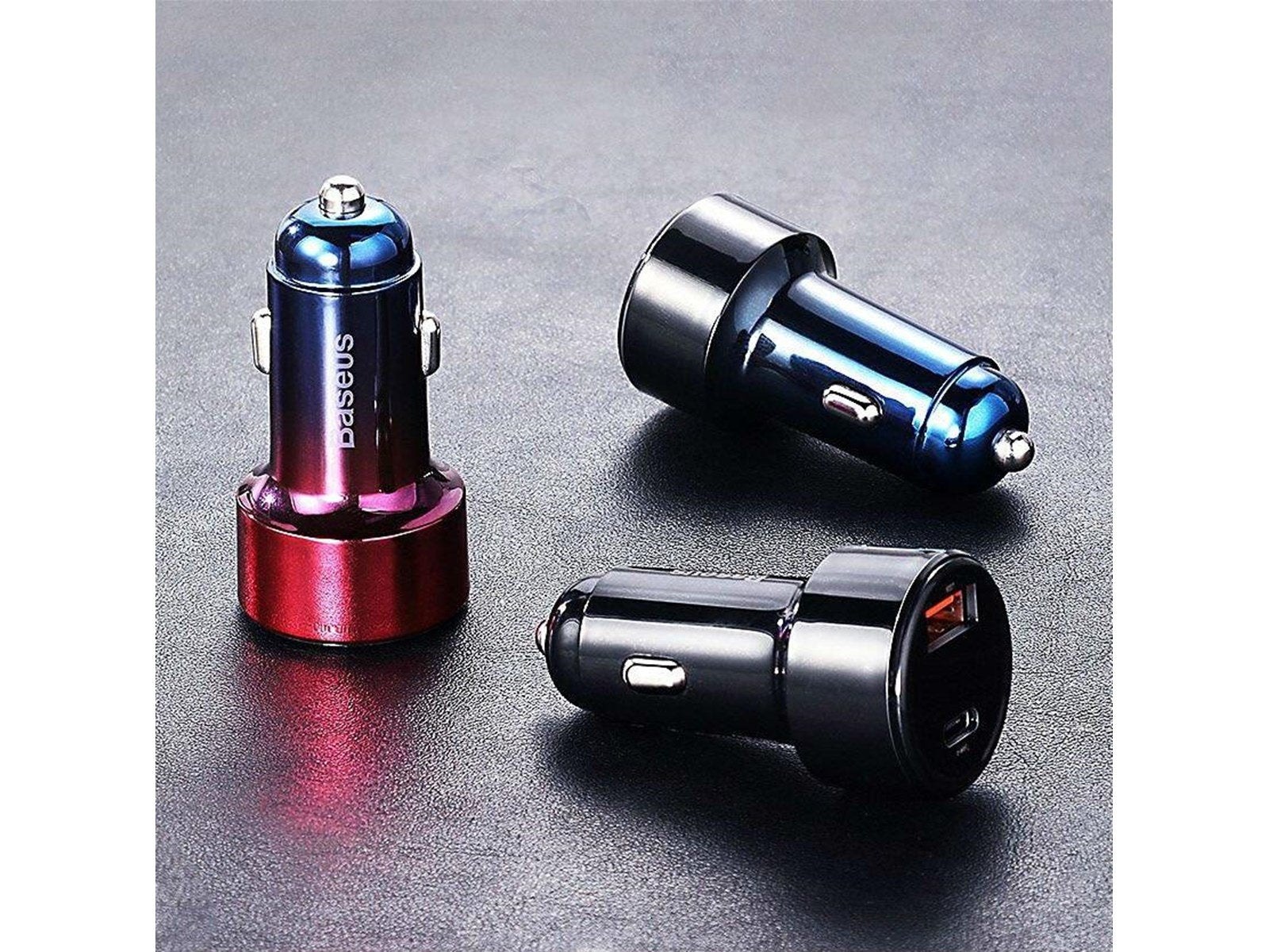 Baseus Magic Car Charger USB + USB-C QC 4.0 PD 45W (Red+Blue)